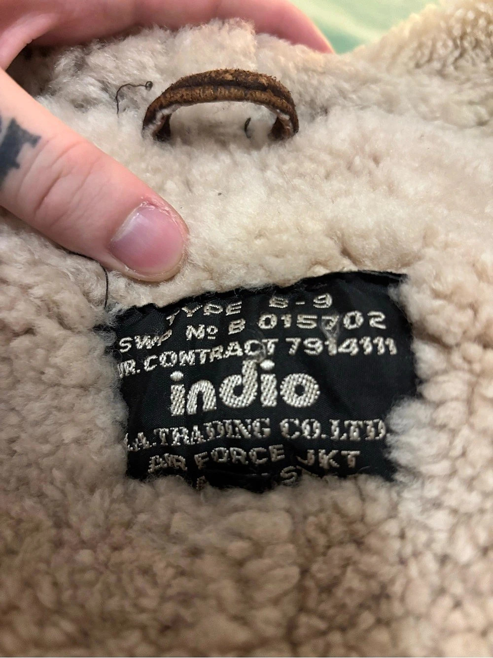 Indio B-9 Shearling Leather Jacket Size S/M - Picture 4 of 6